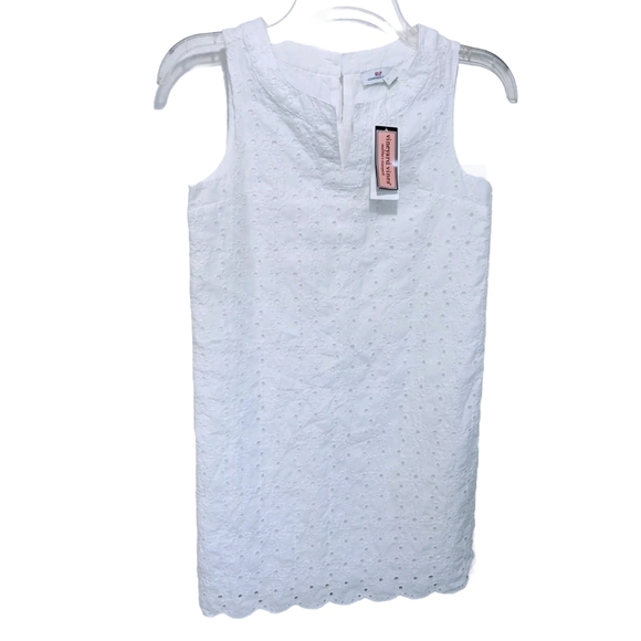Vineyard Vines Other - NWT Vineyard Vines Eyelet Scallop Dress Girls 12 White Sheath Sleeveless